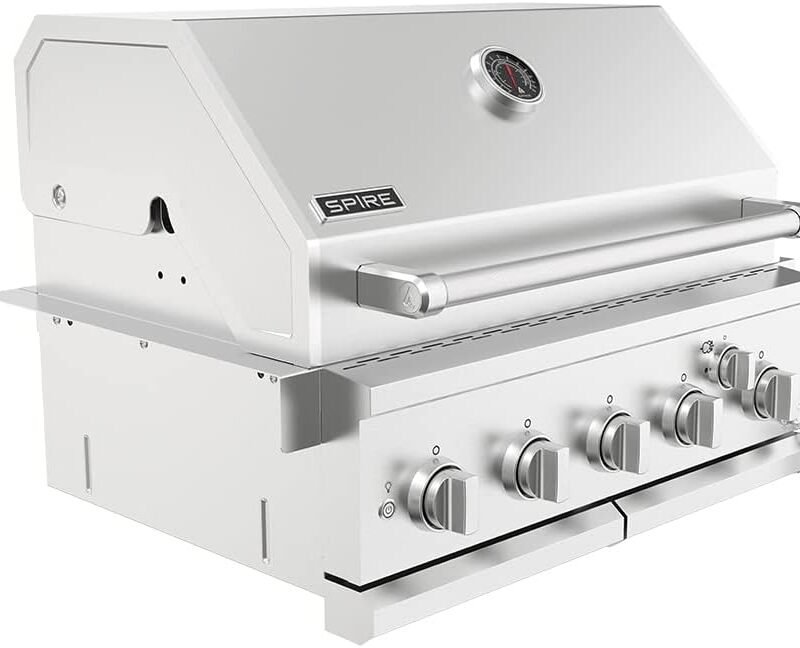 Spire Premium Grill built-in head, 5-Burner with Rear Burner Propane Grill, Convertible to Natural Gas, 30 inches Built In 3050R Island Grill Head, Stainless Steel, BBQ Grill Island