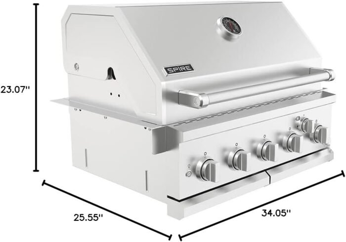 Spire Premium Grill built-in head, 5-Burner with Rear Burner Propane Grill, Convertible to Natural Gas, 30 inches Built In 3050R Island Grill Head, Stainless Steel, BBQ Grill Island - Image 10