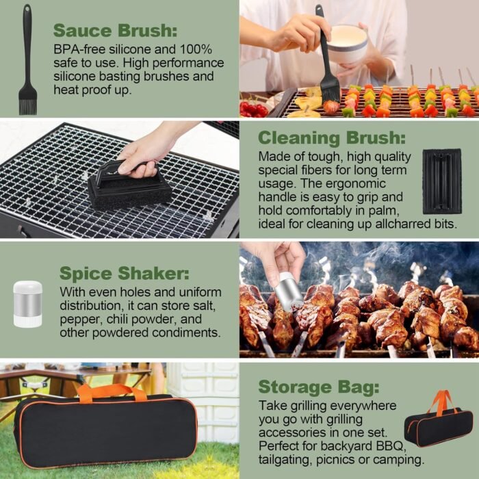 18PCS Griddle Accessories Kit, Flat Top Grill Accessories Set for Blackstone and Camp Chef, Grill Spatula Set with Enlarged Spatulas, Basting Cover, Scraper for Outdoor BBQ - Image 7