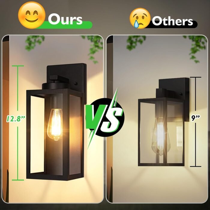 BesLowe Outdoor Wall Mount Light Fixture, Exterior Wall Lantern Waterproof, Black Outside Porch Sconce Lighting with Matte Black Finish & Glass Shade for House Garage Doorway Patio, E26 Socket - Image 5