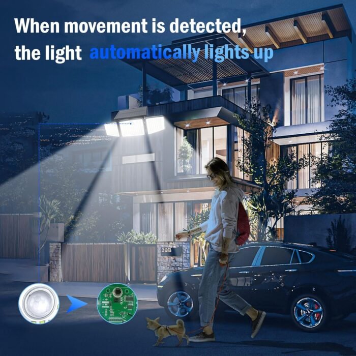 Solar Lights Outdoor 2500LM Motion Sensor Outdoor Lights,3 Head 355° Wide Angle Street Area Lights, Waterproof Security Lights with 3 Modes(Non-Remote,3 Pcs) - Image 7