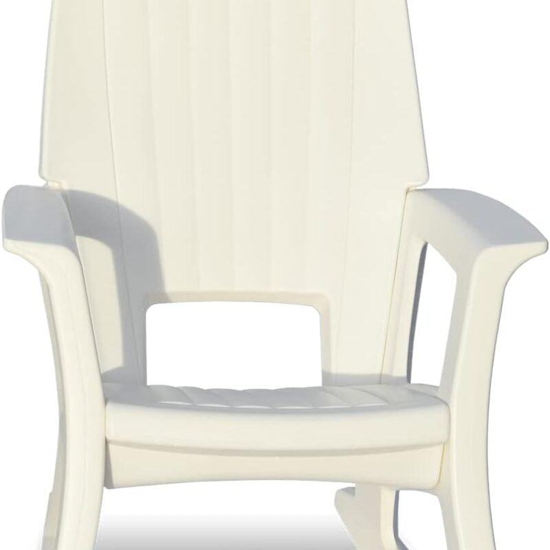 Plastics Rockaway Heavy Duty Resin Rocking Chair, Low Maintenance All-Weather Rocker w/Easy Assembly for Deck & Patio, 600lbs Capacity, White