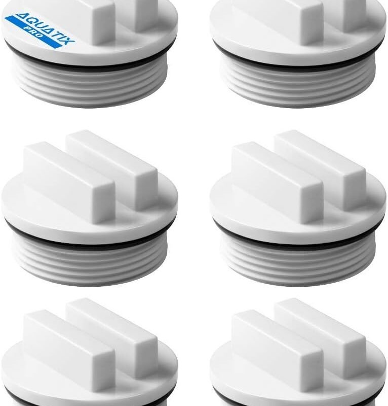 Aquatix Pro Pool Plug 6pc Set with O-Rings 1.5” Threaded Winterizing Return, Filter, Drain, Jet, Inlet & Outlet Plugs for Above Ground and Inground Swimming Pool & Spa Fits Hayward & Pentair SP1022C