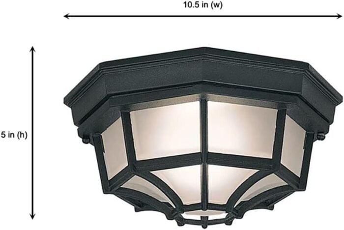 Designers Fountain 2067-BK Builder Cast Outdoor Flush Mount Ceiling Light, 10.5 in W, Black - Image 4