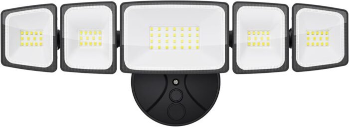 70W LED Flood Lights Outdoor Waterproof IP65, 5 Heads Exterior Security Lights with 360° Lighting Angle, 6500K Super Bright Floodlight Fixture, Outside Lights for House, Backyard