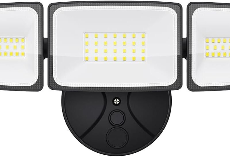 70W LED Flood Lights Outdoor Waterproof IP65, 5 Heads Exterior Security Lights with 360° Lighting Angle, 6500K Super Bright Floodlight Fixture, Outside Lights for House, Backyard
