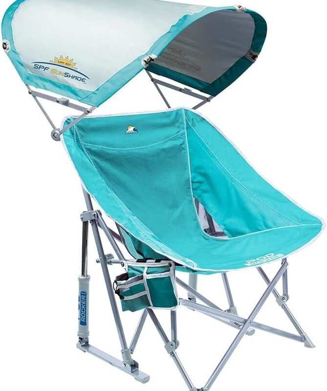GCI Outdoor Waterside Pod Rocker Outdoor Rocking Chair with Sunshade Canopy