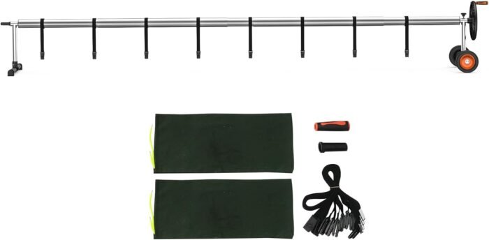 VEVOR Pool Cover Reel, Aluminum Solar Cover Reel 18 ft, Inground Swimming Pool Cover Reel Set with Rubber Wheels and Sandbags, Fits for 4-18 ft Width Swimming Pools - Image 9