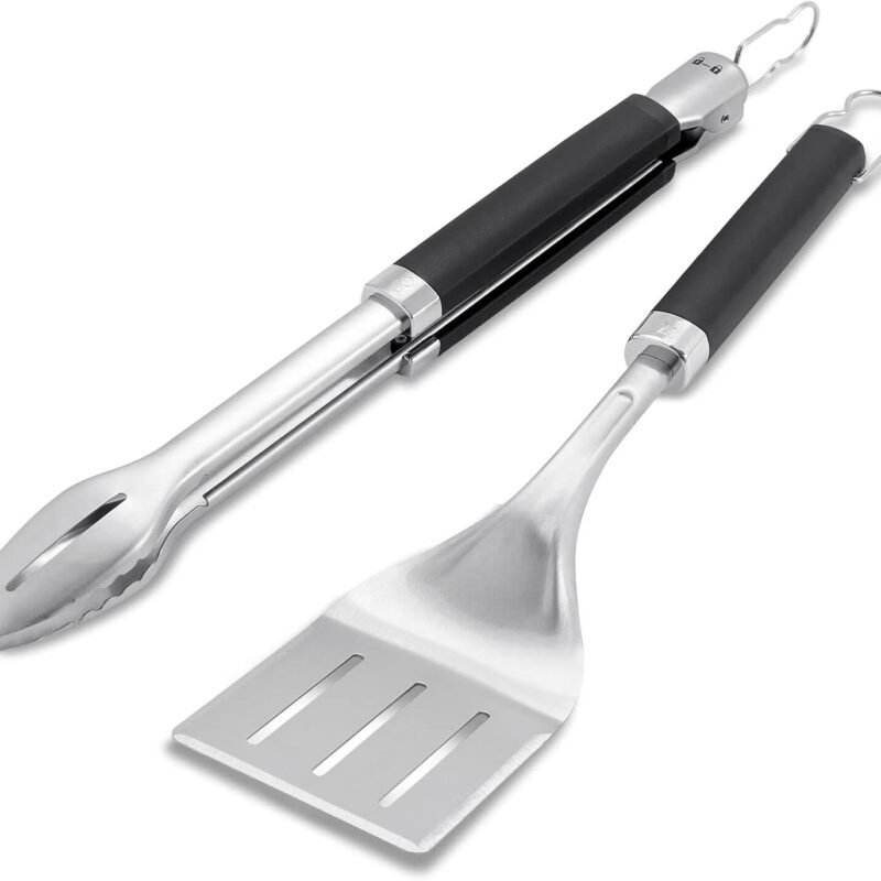 Weber Precision Tongs & Spatula Grilling Tool Set, Stainless Steel