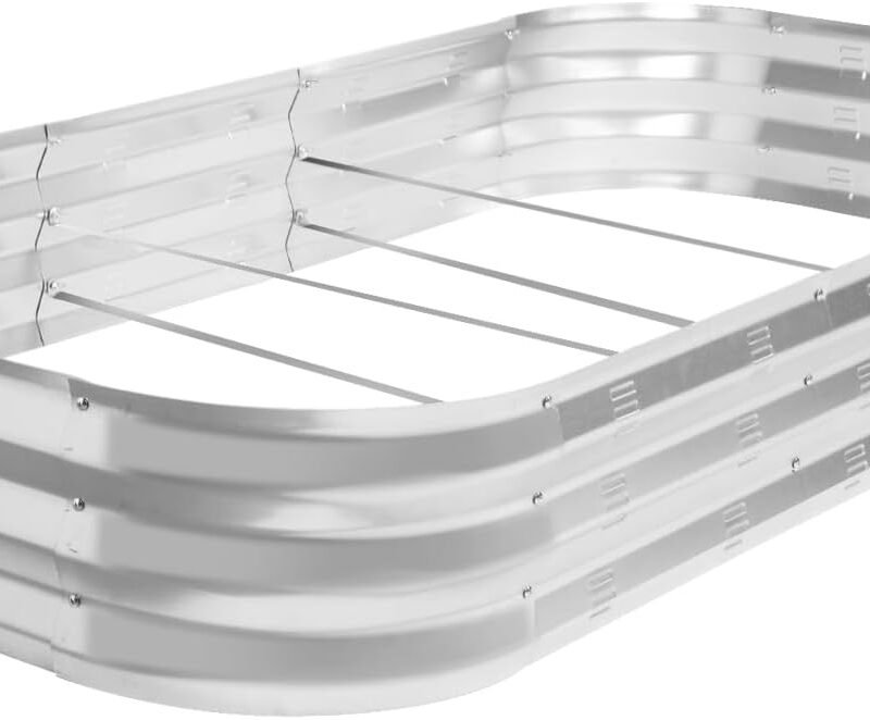 Galvanized Raised Garden Bed Kit, Large Metal Raised Garden Beds for Vegetables, Galvanized Planter Raised Garden Boxes Outdoor (Silver)