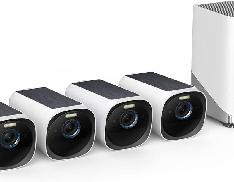 eufy Security eufyCam S330 (eufyCam 3) 4-Cam Kit, Security Camera Outdoor Wireless, 4K with Integrated Solar Panel, Face Recognition AI, Expandable Local Storage, Spotlight, No Monthly Fee