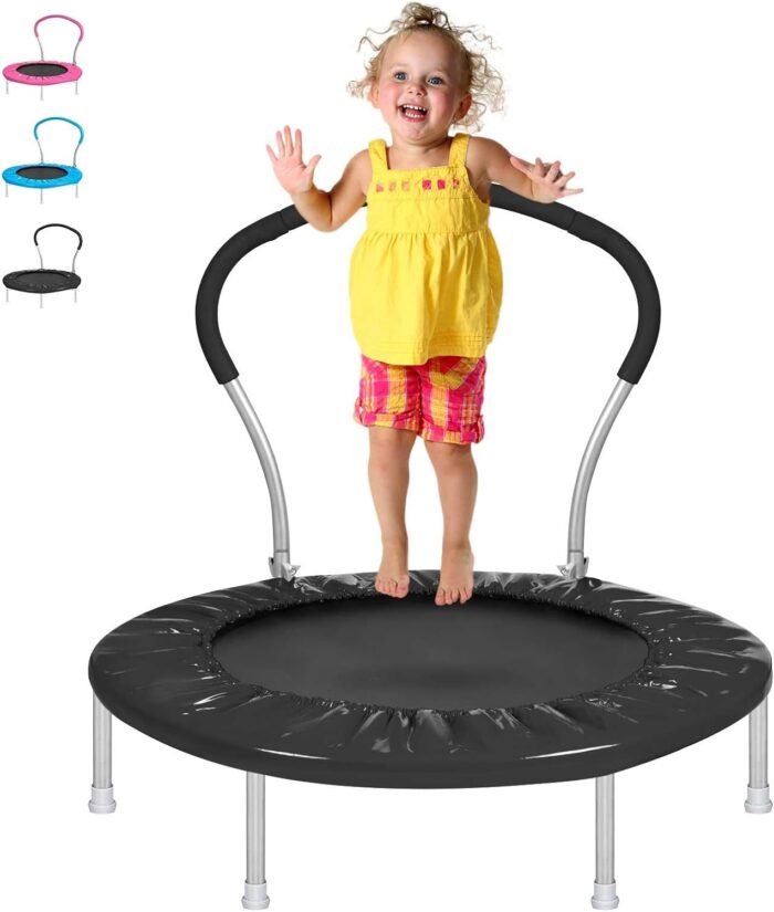 36Inch Kids Trampoline for Toddlers with Handle, Indoor Mini Trampoline for Kids, Small Rebounder Trampoline, Adult Fitness Trampoline for Indoor and Outdoor Use