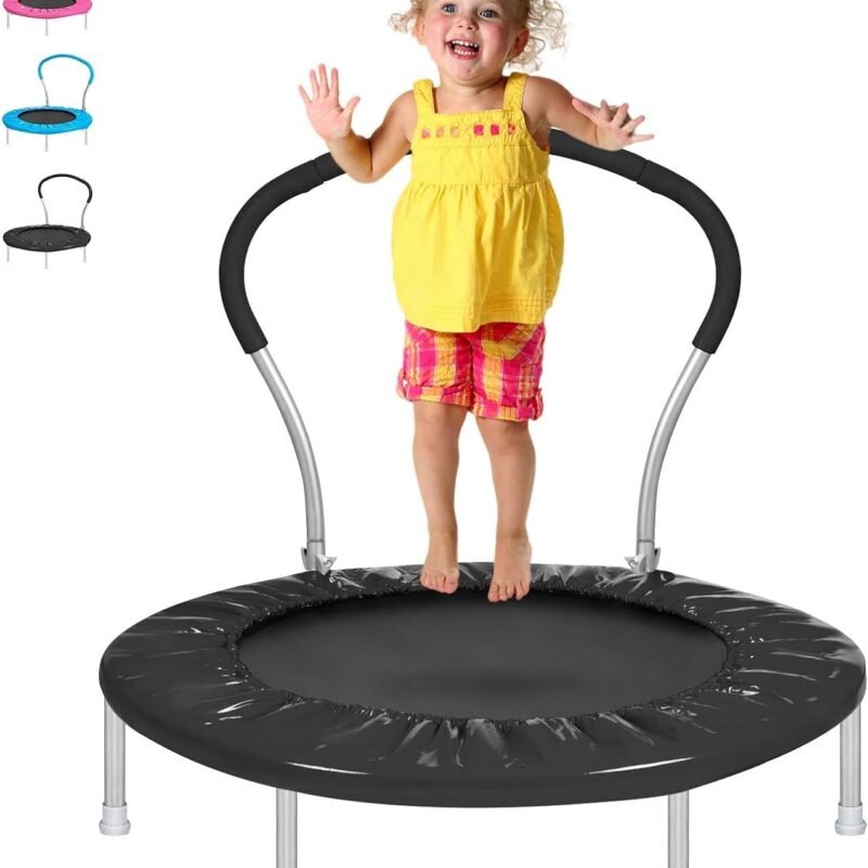 36Inch Kids Trampoline for Toddlers with Handle, Indoor Mini Trampoline for Kids, Small Rebounder Trampoline, Adult Fitness Trampoline for Indoor and Outdoor Use