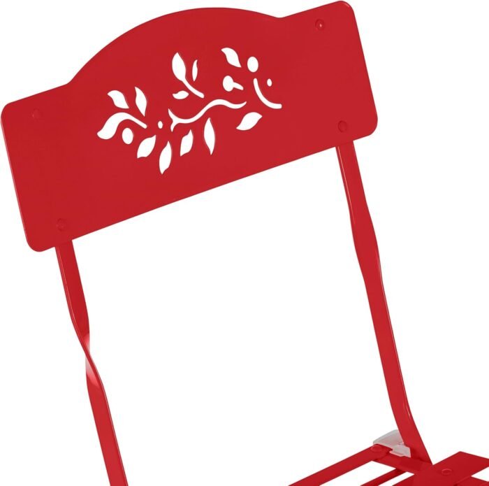 Alpine Corporation Indoor/Outdoor 3-Piece Bistro Set Folding Table and Chairs Patio Seating, Red - Image 11