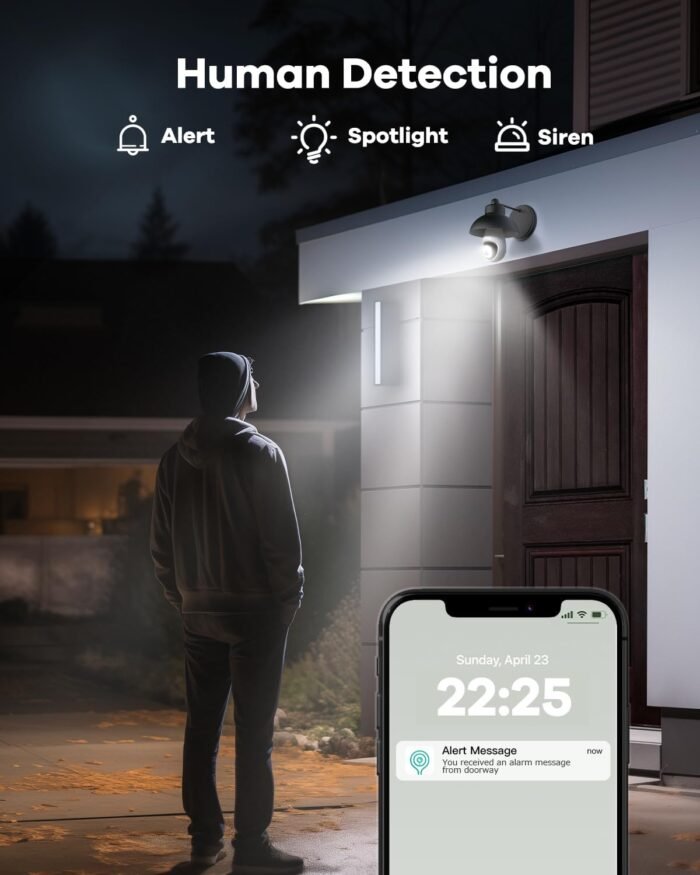 3K Light Bulb Security Cameras Wireless Outdoor, IP65 Waterproof Cameras for Home Security with 2.4G&5G Connection, Full-Color Night Vision and 360° Motion Detection, 5MP Security Camera Outdoor - Image 6