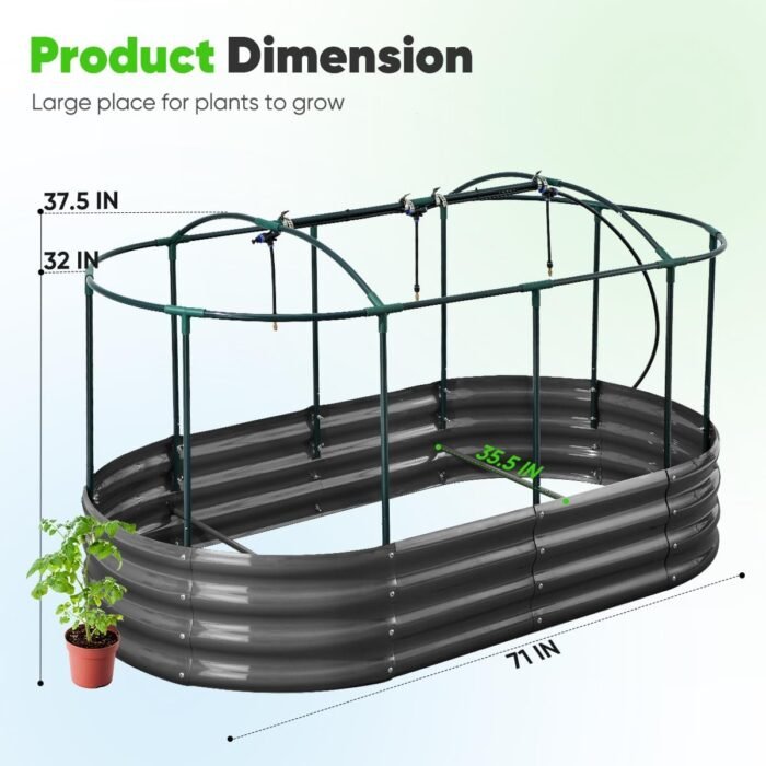 Quictent Galvanized Raised Garden Bed Kit with Self Watering System and Mesh Cover, Large Oval Metal Outdoor Planter Garden Boxes for Vegetables Herbs Flowers, 6x3x1Ft - Image 7