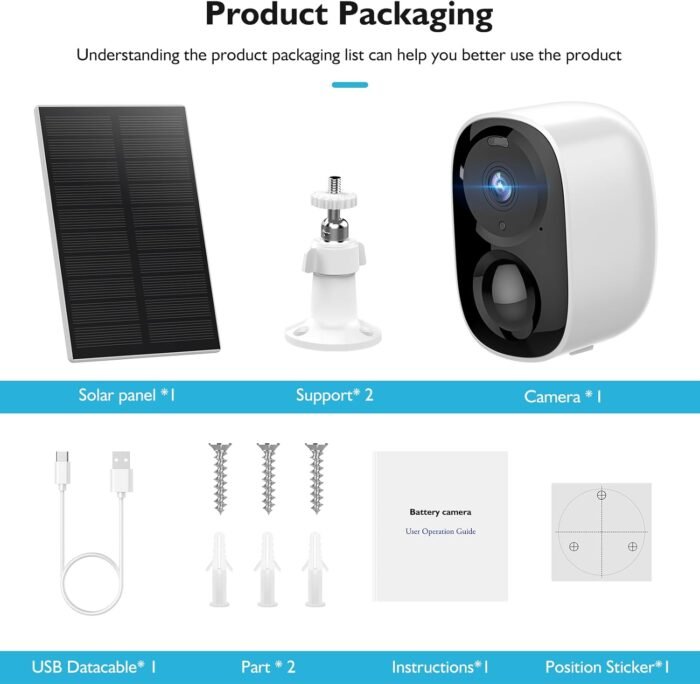 HAWKRAY Solar Security Cameras Outdoor, 2K Battery Powered WiFi Bluetooth Surveillance Wireless Outdoor Cameras for Home Security System, Night Vision, Motion Detection, 2-Way-Talk, IP65 Weatherproof - Image 7