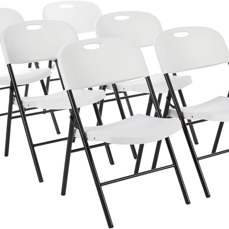 Amazon Basics Folding Plastic Chair with 350-Pound Capacity - 6-Pack, White