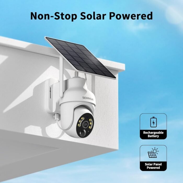 SEHMUA 2K Solar Security Cameras Wireless Outdoor, 2 Pack 360° View Pan/Tilt WiFi Security Camera Outside with Color Night Vision,Easy to Install, PIR Alarm, 2-Way Audio - Image 2