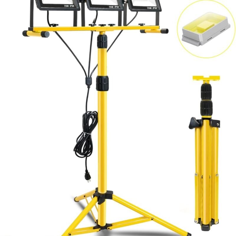 21000Lumen LED Work Lights with Stand: 3 Head Adjustable Work Light with Individual Switch - IP66 Waterproof Foldable Tripod Worklight with 16.4FT Cord for Indoor Outdoor Portable Lighting