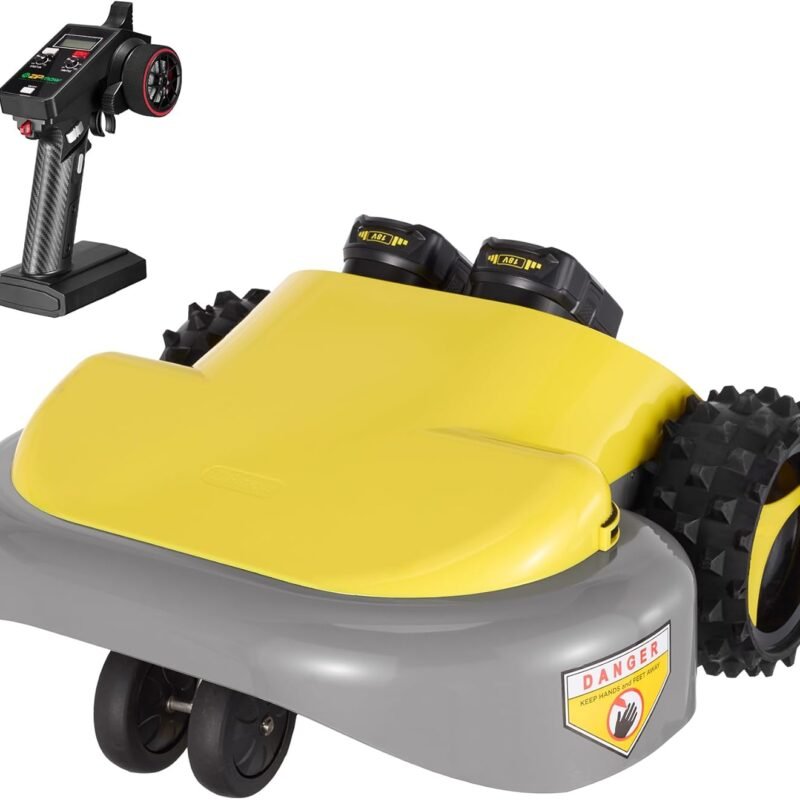Remote Control Lawn Mower, Battery Powered Rc Lawn Mower, Cut Height 2.0"-3.0", 45% Slope, Remote Control with Adjustable Speeds, 100% Electric All-Wheel Drive