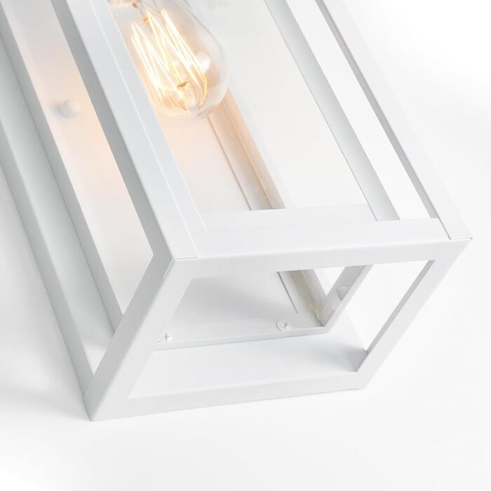 15" Large Outdoor Wall Lights, 2 Pack White Outdoor Light Fixtures, Modern Waterproof Exterior Lighting Sconces with Clear Glass Shade for Front Door, Porch, Garage - Image 7