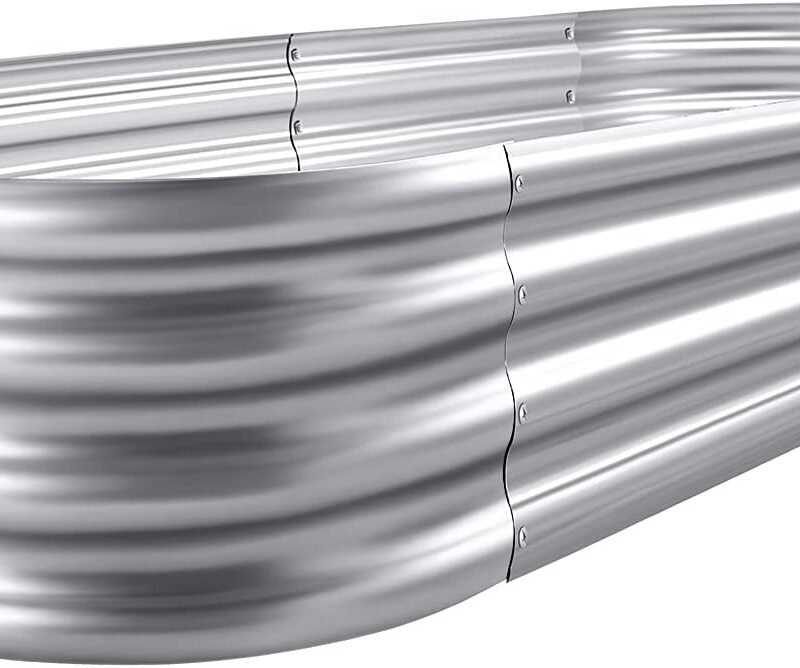 Land Guard Galvanized Raised Garden Bed Kit, Galvanized Planter Garden Boxes Outdoor, Oval Large Metal for Vegetables…………