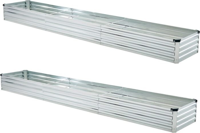 10x2x1ft(2 Pack) Galvanized Raised Garden Bed,Outdoor Planter Box Metal Patio Kit Planting Bed for Vegetables Flowers and Succulents,Silver