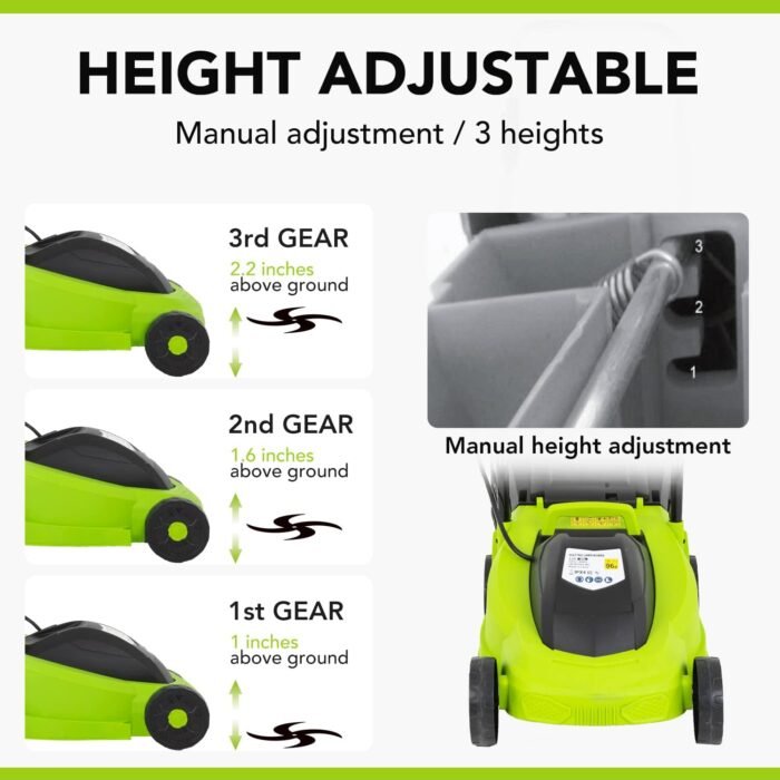 Electric Lawn Mower Grass Cutter Machine,Corded, 12 Amp, Dethatcher,13-Inch with Collection Box - Image 5