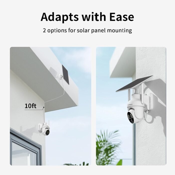 SEHMUA 2K Solar Security Cameras Wireless Outdoor, 2 Pack 360° View Pan/Tilt WiFi Security Camera Outside with Color Night Vision,Easy to Install, PIR Alarm, 2-Way Audio - Image 4