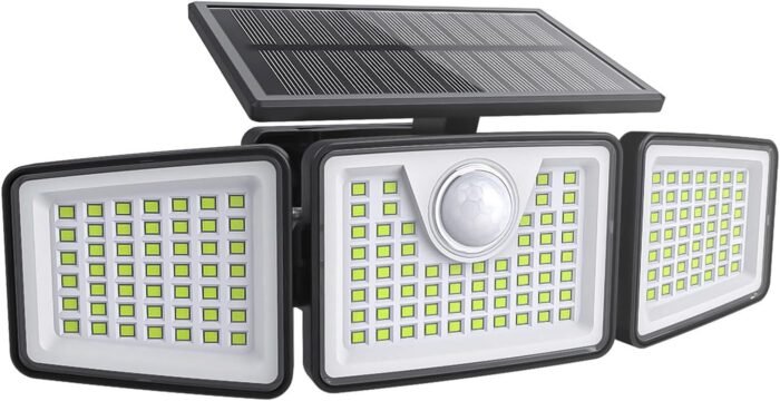 Solar Lights Outdoor 2500LM Motion Sensor Outdoor Lights,3 Head 355° Wide Angle Street Area Lights, Waterproof Security Lights with 3 Modes(Remote,1 Pcs)