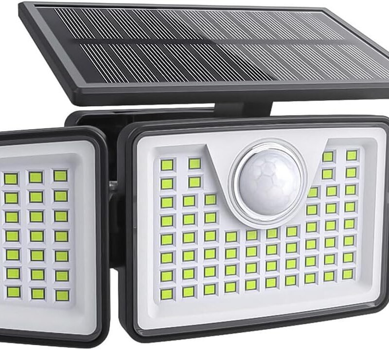 Solar Lights Outdoor 2500LM Motion Sensor Outdoor Lights,3 Head 355° Wide Angle Street Area Lights, Waterproof Security Lights with 3 Modes(Remote,1 Pcs)