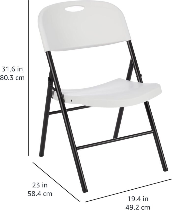 Amazon Basics Folding Plastic Chair with 350-Pound Capacity - 6-Pack, White - Image 3