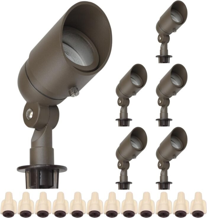 Lumina Lighting® 4W Landscape lighting 12V Landscape Lights Low Voltage Landscape Spotlights Warm White Waterproof Outdoor Replaceable LED Bulb for Garden, Lawn, Porch, Patio and Yard (Bronze, 6-Pack)