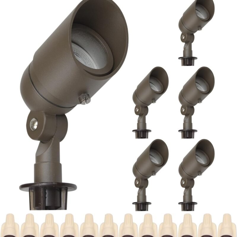 Lumina Lighting® 4W Landscape lighting 12V Landscape Lights Low Voltage Landscape Spotlights Warm White Waterproof Outdoor Replaceable LED Bulb for Garden, Lawn, Porch, Patio and Yard (Bronze, 6-Pack)
