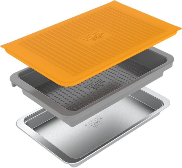 Food Prep BBQ Tray - The Yukon Glory™ Grill Prep Trays Include Plastic Marinade Container for Marinating Meat & Stainless Steel Serving Platter for All Your Grilled Barbecue - BBQ Prep 'N Serve™ Set - Image 8