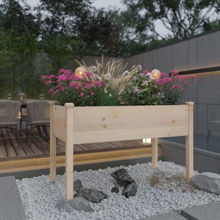 Raised Garden Bed 48.5x24.4x30 Inch, Elevated Wood Planter Box with Legs for Vegetable Flower Herb Outdoors Backyard, Patio, Balcony with Liner (Natural Wood) - Image 7
