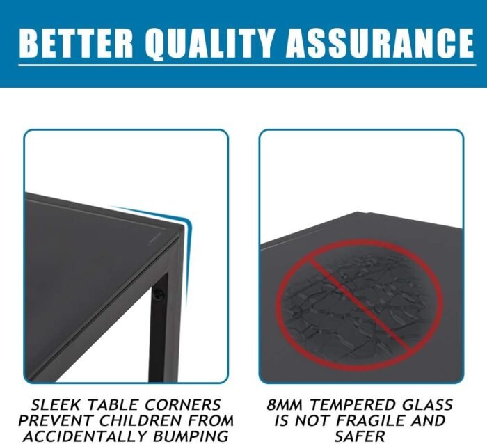 FDW Dining Table Set Glass Dining Room Table Set for Small Spaces Kitchen Table and Chairs for 4 Table with Chairs Home Furniture Rectangular Modern (Black Glass) - Image 5