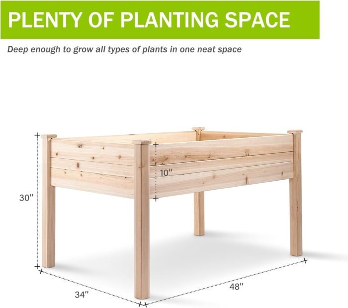Backyard Expressions 48"x34" Raised Garden Bed - Elevated Wood Planter Box for Healthy Plant Growth, 440 lb Capacity - Natural Color - Image 2