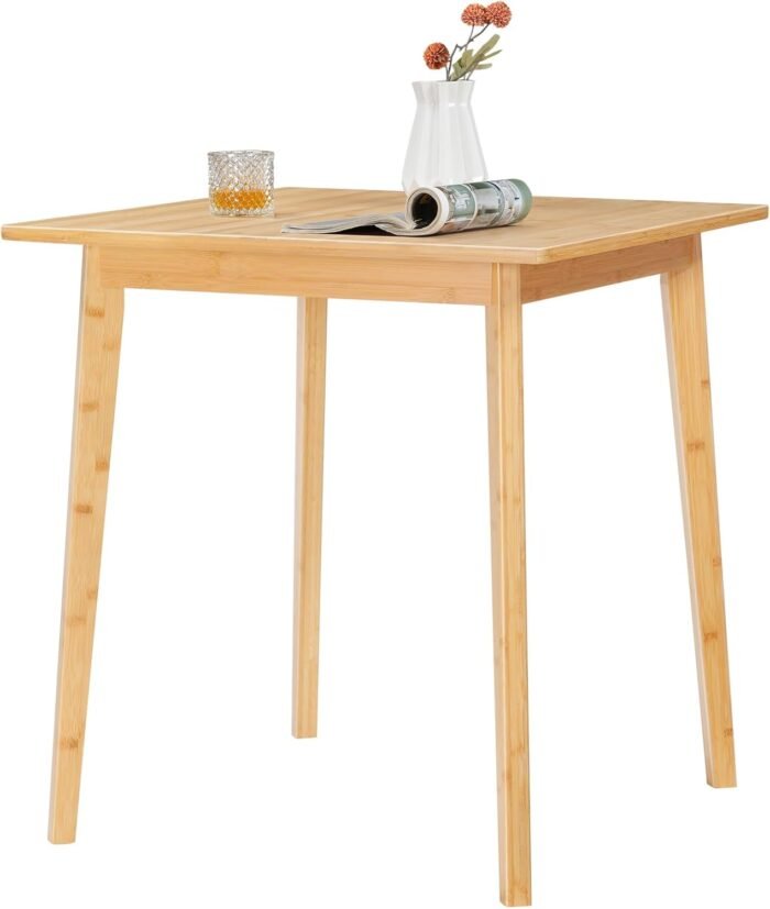 HOOBRO Bamboo Dining Table, Square Dining Table for 2, 27.6" Kitchen Table for Small Space, Writing Table, Easy to Assemble, for Dining Room, Living Room, Office, Kitchen, Apartment, Natural YL70CZ01 - Image 9