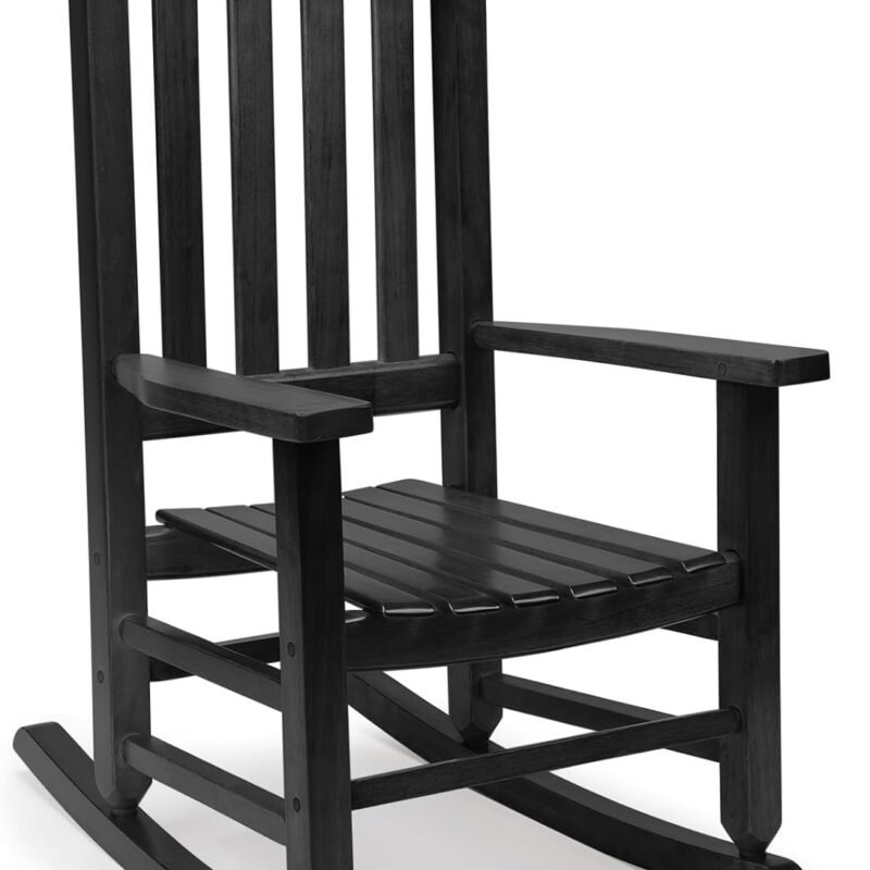 Child's Wood Porch Rocker - Perfect for Indoor or Outdoor All Weather Porch Rocker for Garden,Lawn,Balcony,Backyard and Patio Porch Rocker Use - Suitable for 6-10 Years Old (Blcak)