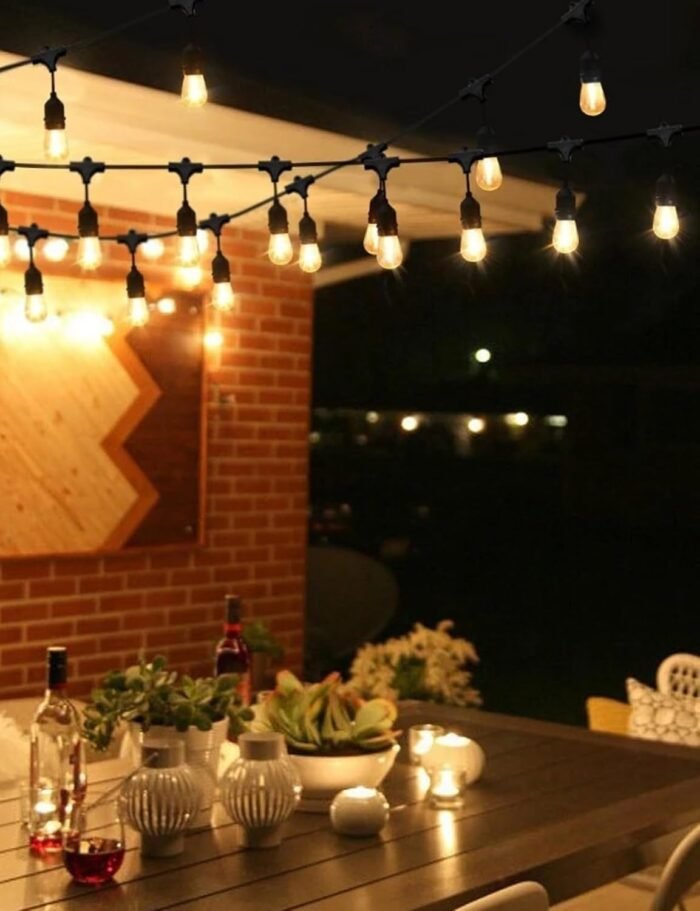 Svater Outdoor Led String Lights 50FT, Patio Lights with 16pcs S14 Shatterproof Bulbs, 1 Watt E26 Dimmable 2700K Warm White, IP65 Waterproof, Commercial Grade Lights - Image 8
