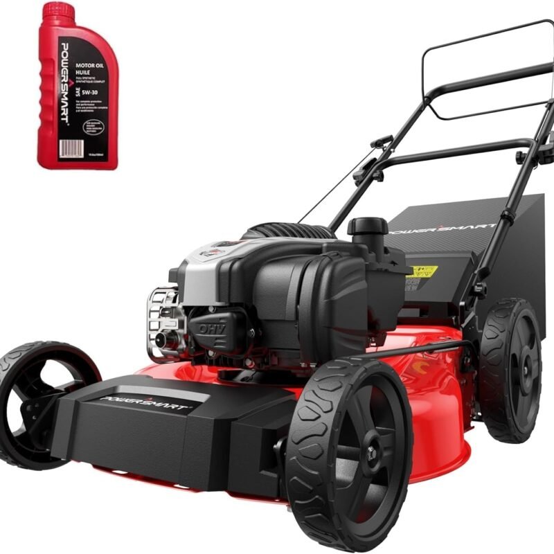 PowerSmart 21-Inch Self-Propelled Lawn Mower - 140cc B&S Engine, 3-in-1 Mulching, 6 Cutting Heights, Heavy-Duty Steel Deck