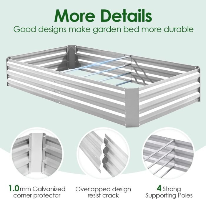 Quictent Raised Garden Bed with Cover Outdoor Galvanized Metal Planter Box Kit, w/ 2 Large Screen Windows Mini Greenhouse 20pcs T Tags 1 Pair of Gloves Included for Growing Vegetables 6x3x1ft (Clear) - Image 7