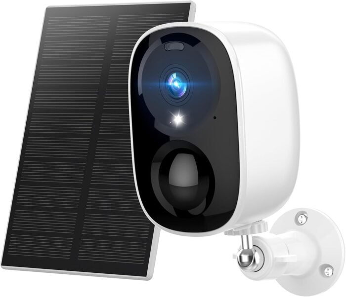 HAWKRAY Solar Security Cameras Outdoor, 2K Battery Powered WiFi Bluetooth Surveillance Wireless Outdoor Cameras for Home Security System, Night Vision, Motion Detection, 2-Way-Talk, IP65 Weatherproof
