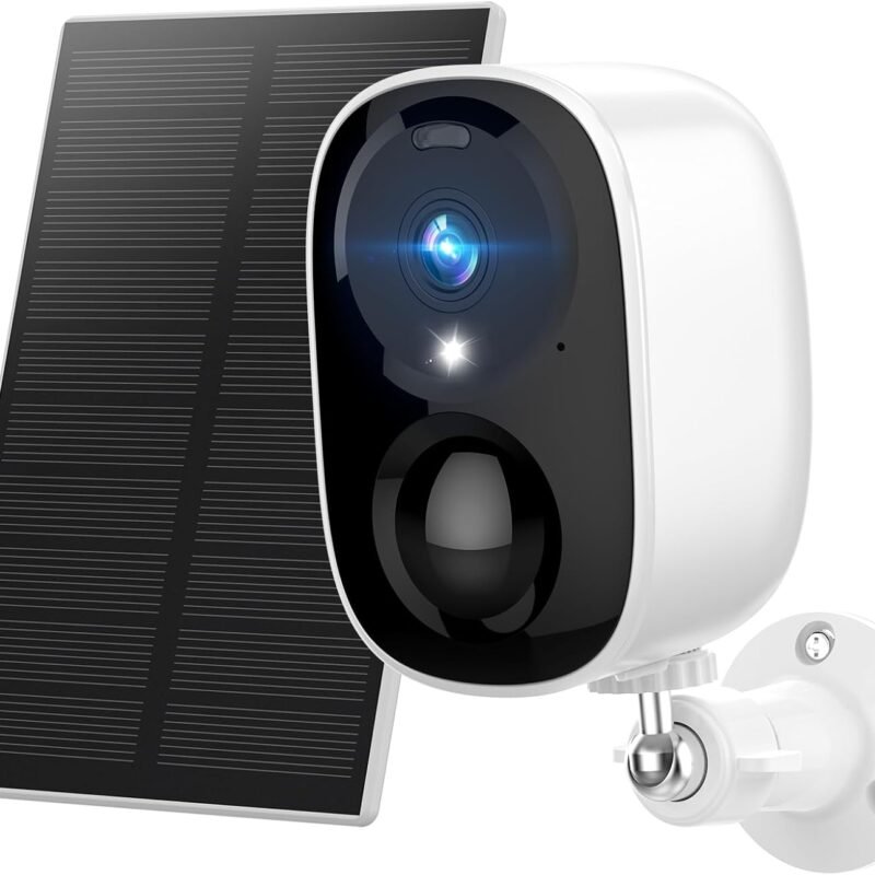 HAWKRAY Solar Security Cameras Outdoor, 2K Battery Powered WiFi Bluetooth Surveillance Wireless Outdoor Cameras for Home Security System, Night Vision, Motion Detection, 2-Way-Talk, IP65 Weatherproof