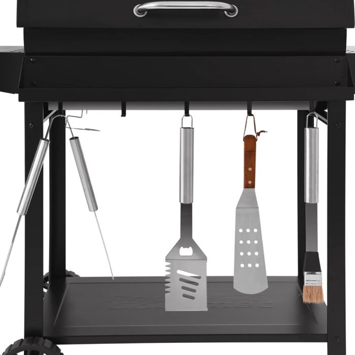 Royal Gourmet CC1830T 30-Inch Barrel Charcoal Grill with Warming Rack & Front Storage Basket, Outdoor BBQ Grill with 627 sq. in. Grilling Area for Backyard Barbecue Cooking Party, Black - Image 11