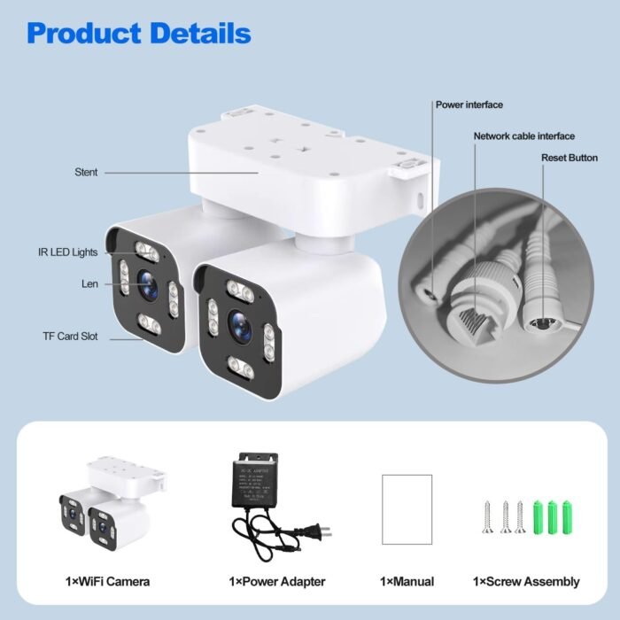Dual Lens WiFi Outdoor Cameras For Home Security, 2.5K/5MP House Cameras With Audio And Video, PTZ Security Cameras Wireless Outdoor With Auto Tracking, Outdoor Camera Wired Support Color Night Vision - Image 7