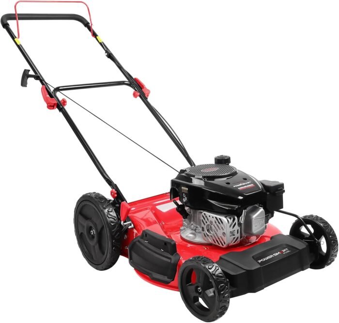 PowerSmart 21 in. Gas Lawn Mower, 144cc 2-in-1 Mulching Push Mower with 6-Positions Height Adjustment, High Rear Wheels - Image 8