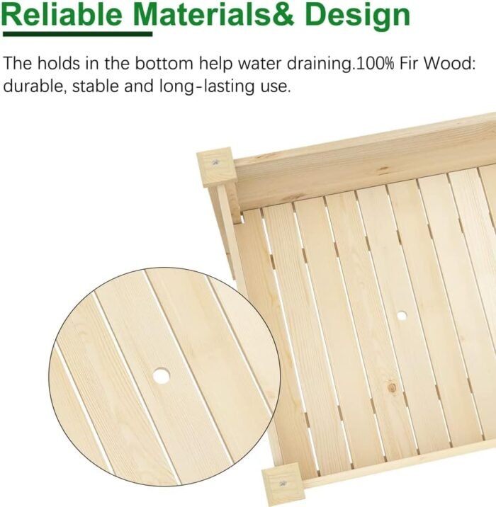 Raised Garden Bed 48.5x24.4x30 Inch, Elevated Wood Planter Box with Legs for Vegetable Flower Herb Outdoors Backyard, Patio, Balcony with Liner (Natural Wood) - Image 6